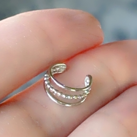 Platinum Plated Three Band Ear Cuff - Picture 13 of 13